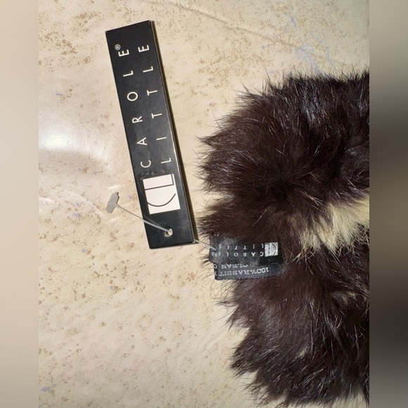 Vtg Carole Little Rabbit Fur Scarf Keyhole Opening Animal Print Mob Wife 90s NWT - Picture 9 of 10